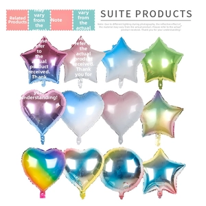 Iridescent heart and star foil balloon set in pastel shades for wedding party decoration