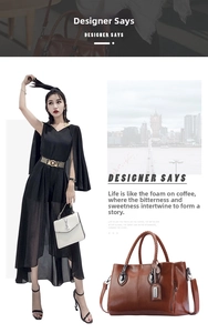 Detail of brown leather boston bag featuring woven handles and detachable strap