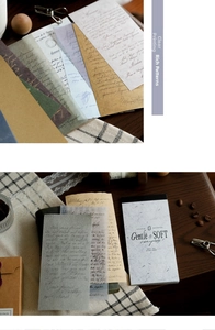 Detail of vintage scrapbooking paper with retro typography and assorted textures