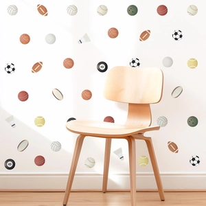 Bohemian sports ball wall stickers for nursery featuring football and basketball motifs