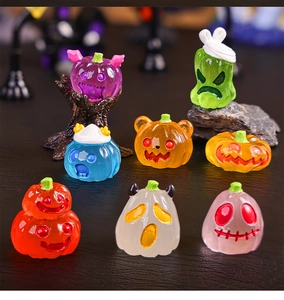 Colorful transparent resin Halloween pumpkin and ghost figurines for DIY garden decor