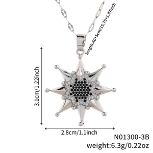 Spécifications de taille pour le collier pendentif étoile en zircon et métal argenté
