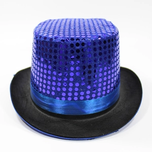 Sequin Top Hat Glitter Stage Performance Magic Show Party Costume Accessory Shiny Polyester Satin Ribbon