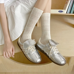 Women Lace Calf Socks Hollow Out Mesh Thin Breathable Slouch Socks Lolita Style Soft Nylon Spandex Retro Elegant