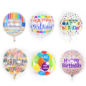 Collection of six colorful 22-inch 4D round foil balloons for birthday party decorations