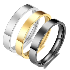 Simple Polished Stainless Steel Ring For Men Women Minimalist Band Ring Gold Silver Black Unisex Couple Ring Jewelry