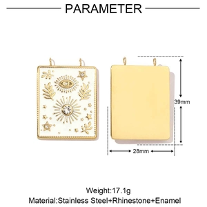 Detail of rectangular butterfly flower pendant with enamel patterns and dimensions