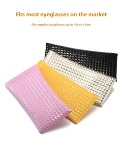 Detail of PU leather glasses pouches with pyramid texture in four vibrant colors