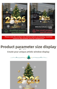 Size comparison of Christmas window stickers with snowman and Xmas tree designs