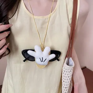 Plüsch Cartoon Handschuh Brillenhalter Kette mit gelbem Band zur Brillenaufbewahrung