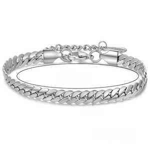 Detail of 6mm Cuban chain bracelet showing 16+5cm length and 8g weight specifications