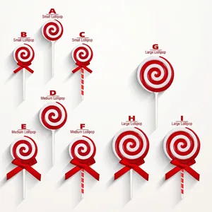 Christmas red and white swirl lollipop ornaments in various sizes for DIY bouquet decor