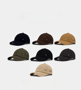 Grid view of soft cotton baseball caps in seven colors with side letter embroidery