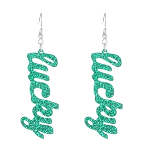 Boucles d'oreilles pendantes 'lucky' en acrylique pailleté vert pour la St-Patrick