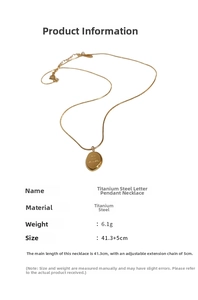 Détail du collier grain en acier titane doré montrant la chaîne et le pendentif ovale