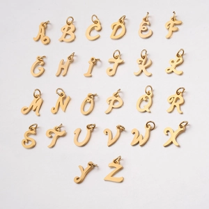 Alphabet Letter Pendants Charms Stainless Steel Mirror Polished Initial With Jump Rings DIY Jewelry Making Accessories