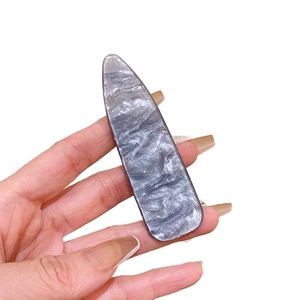 French vintage grey marble pattern acetate hair clip in elongated teardrop shape