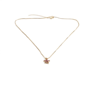 Detailed macro view of gold-plated starfish pendant with purple zircon and box chain