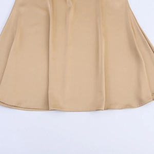 Champagne sequin cowl neck top and satin fishtail skirt two-piece set for women