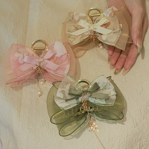 Elegant Large Hair Claw Clip Alloy Organza Bowknot Artificial Pearl Tassel Floral Pattern Sweet Fairy Hairpin For Women