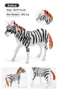 Detailed view of zebra animal model with size 18x6x14cm and realistic texture details