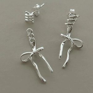 925 Sterling Silver Bowknot Stud Earrings Minimalist Elegant Bow Design For Women Sweet Korean Style Jewelry