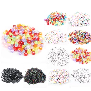 Colorful 4x7mm acrylic letter and number beads for DIY jewelry and kids crafts