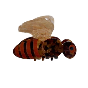 Pince à cheveux abeille mignonne en acétate avec motif écaille et ailes ambrées