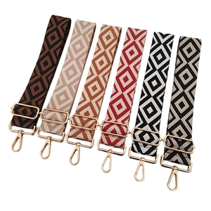 Adjustable 5cm jacquard diamond patterned replacement wide shoulder straps for handbags