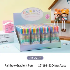 Rainbow gradient gel pen set of 6 colors for journaling in a creative display box