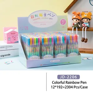 Rainbow gradient gel pen set of 6 colors for journaling in a creative display box