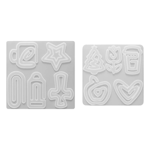 DIY resin silicone molds for paperclip bookmarks featuring diverse shapes in clear white