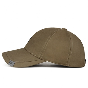 Deep khaki business style canvas baseball cap with adjustable sport fashion logo label