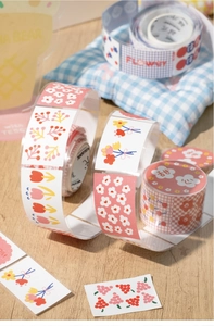 Détail des rouleaux de ruban adhésif floral Muguang avec finition transparente étincelante pour scrapbooking