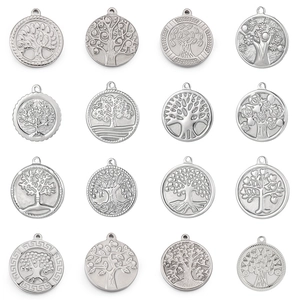 Tree Of Life Round Pendants Stainless Steel Electroplated Floral Pattern Charms For Jewelry Making DIY Accessories