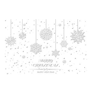 Christmas snowflake window stickers with Merry Christmas and Happy New Year text