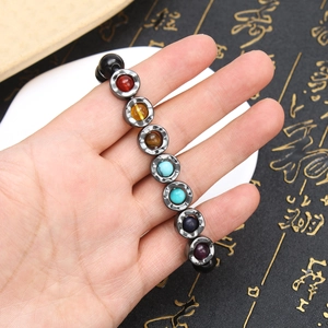 Colorful yoga gemstone bead bracelet with black hematite and tiger eye for men