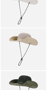 Detail of outdoor sun hats with breathable mesh crown and adjustable windproof cord