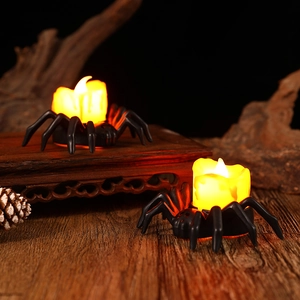 Halloween Spider LED Candle Light Battery Operated Flameless Electronic Lamp Desktop Decor Plastic Spooky Party Accessory