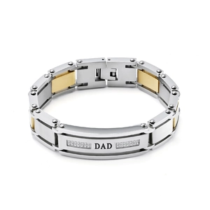 Men's two-tone DAD watchband bracelet in stainless steel with sparkling diamond accents