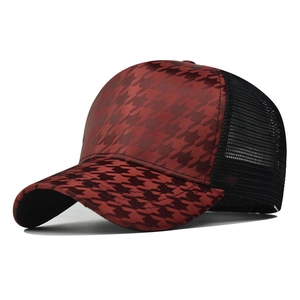 Houndstooth Trucker Hat Baseball Cap Breathable Mesh Back Sunshade Fashion Outdoor Vintage Adjustable For Men And Women
