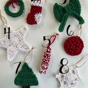 Crochet Christmas Hanging Ornaments Handmade Knitted Wool Yarn Tree Decorations Mini Stocking Reindeer Gingerbread Man Star