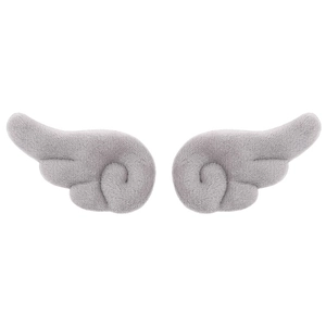Detailed view of gray plush angel wing accessories for DIY crafts and hair ornaments