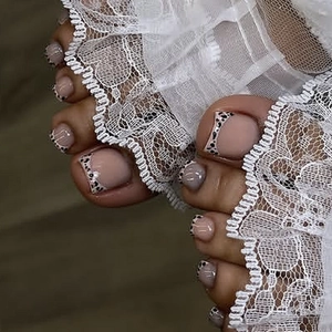 Faux Ongles De Pieds À Presser Motif Léopard Français Rose Ongles Carrés Manucure Pour Femmes