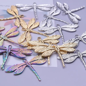 18k gold plated stainless steel dragonfly charms in gold silver and rainbow colors