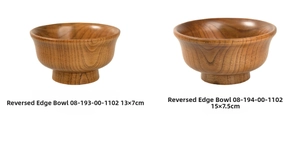 Comparison of two Nordic style wooden bowls with dimensions 13x7cm and 15x7.5cm