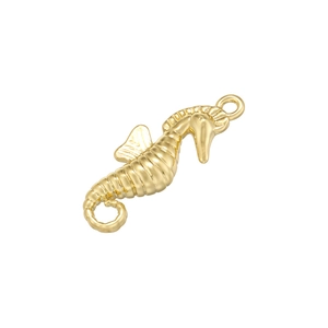 Detailed golden seahorse pendant with cubic zirconia inlay for hip-hop style jewelry