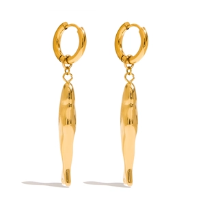 Elegant gold-plated stainless steel fish-shaped dangle earrings with polished finish