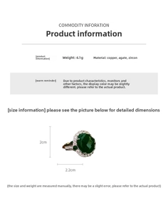 Detail shot of vintage copper ring with green agate stone and zircon pave settings