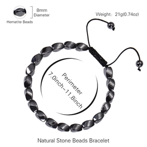 Irregular black hematite magnetic bracelet with adjustable size and product parameters